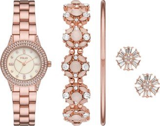 Women's Quartz Three Hand Rose Gold-Tone Alloy Watch 30mm, Gift Set