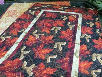 Quilted Table Runner, -Inch, Autumn Maplewood Red Leaves #1014