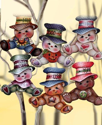 Big Hat Brigade Christmas Wooden Clip-On Ornaments Set of 6 J. Mills-Price