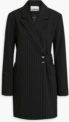 Double-breasted pinstriped twill coat