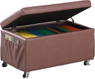 Ore International Storage Bench with Caster Wheels/Side Pockets Brown