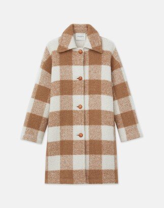 Gingham Alpaca Wool Boucle Double Face Oversized Coat