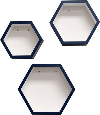 8 x 10 x 12 Set of 3 Hexagon Shelves for Kids' Room