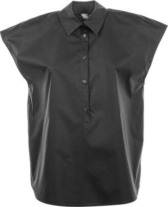 Cap-Sleeved Buttoned Shirt