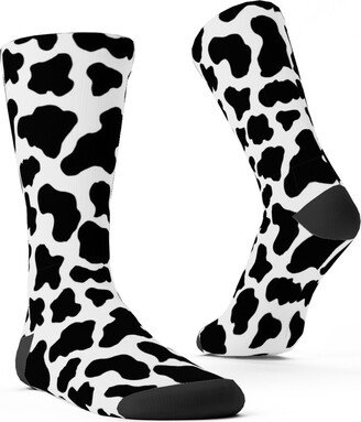 Socks: Cow Print Custom Socks, Black