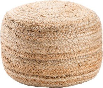 18 Round Jute Knitted Pouf Ottoman Taupe/Tan