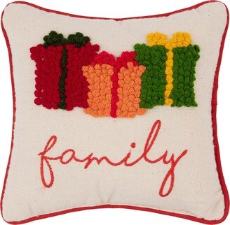 Family Presents French Knot Throw Pillow