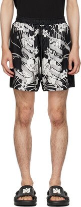 Black Floral Shorts-AA