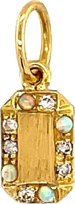 Small Opal Frame Emerald Shape Yellow Gold Charm