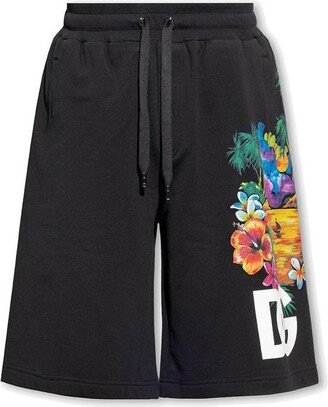 Floral-Printed Drawstring Track Shorts