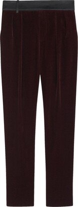 Velvet-Effect Slim-Cut Trousers