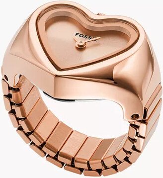 Watch Ring Two-Hand Rose Gold-Tone Stainless Steel