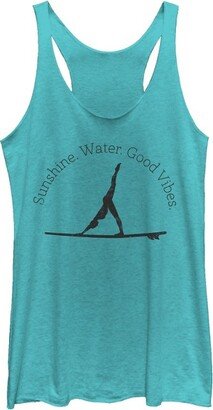 CHIN UP Apparel Women' CHIN UP Sunhine Water Yoga Racerback Tank Top - Tahiti Blue - 2X Large