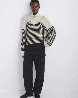 Pierce Striped Cashmere Half Zip Relaxed Fit