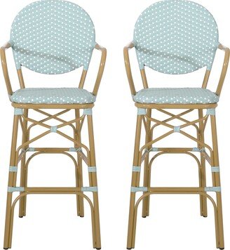 Vande Wicker and Aluminum Outdoor 29.5 Inch French Barstools