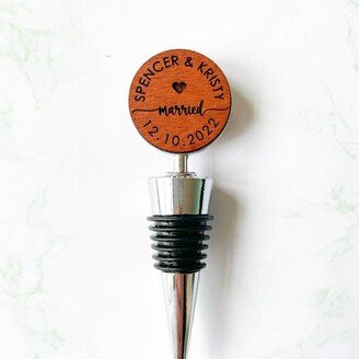 Personalized Wine Stopper Wedding Gift For Couple, Custom Engraved Bottle Wood, Engagement Stopper, Newlywed