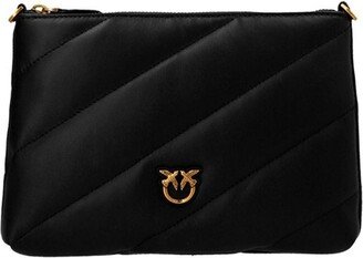 Logo Plaque Quilted Strapped Mini Clutch Bag