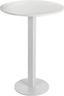 Keli 43 Inch Outdoor Bar Table, White Aluminum Frame, Foldable Design