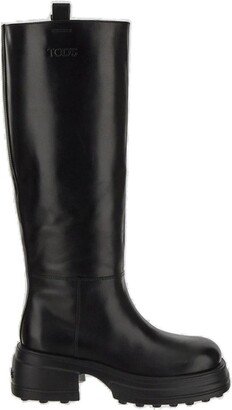 Logo Embossed Knee-Length Boots-AA