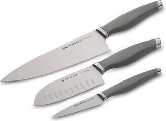 3pc Stainless Steel Chef Knife Set Gray