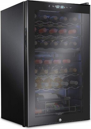 33 Bottle Wine Cooler Fridge, Dual Zone Refrigerator with Lock