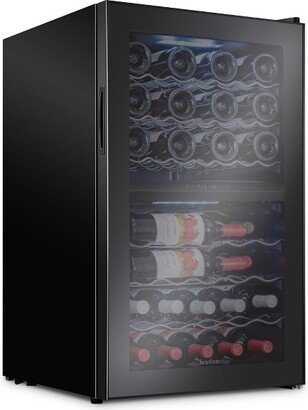 43-Bottle Dual Zone Compressor Freestanding Wine Cooler Refrigerator - Black