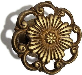 Antiqued Brass Knob - Victorian Style Cast With Stamped Brass Backplate