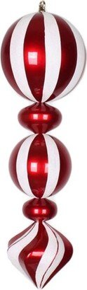 24 White and Red Peppermint Candy Finish Finial Ornament