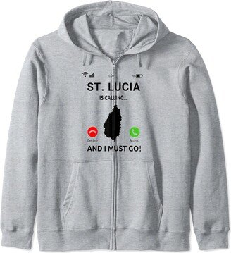 St. Lucia Vacation Apparel & Gift Ideas St. Lucia Is Calling Design Caribbean Vacation Saint Lucia Zip Hoodie