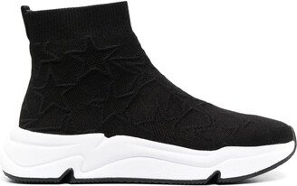 Black Miss Star Knitted High-top Sneaker