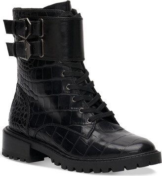 Fawdry Womens Suede Buckle Combat & Lace-up Boots