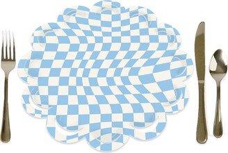 Big Dot Of Happiness Blue Checkered Party - Table Decorations - Paper Chargers - Place Setting For 12