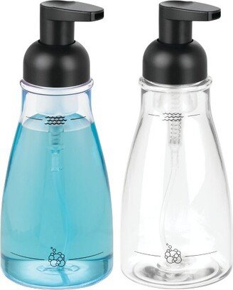 mDesign Round Refillable Foaming Hand Soap Dispenser Pump, 2 Pack - Clear/Black