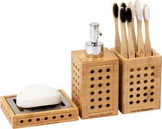 Lattice Collection, Soap Dish, Liquid Soap Dispenser, and Toothbrush Holder Set, Bathroom