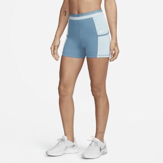 Women's Pro High-Waisted 3 Training Shorts with Pockets in Blue