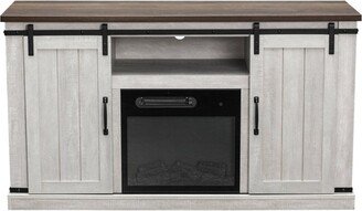 Electric Fireplace Saw Cut Sliding Doors TV Stand for TVs up to 60 Off White