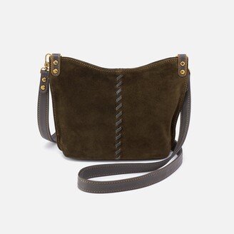 Pier Small Crossbody in Suede With Whipstitch - Herb