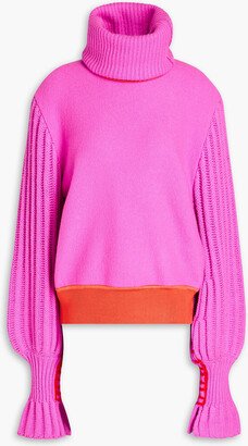 Camelia ribbed and bouclé-knit merino wool turtleneck sweater