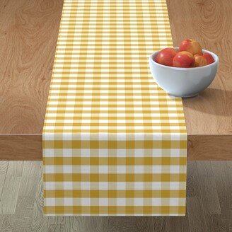 Table Runners: Gingham Check Tartan - Yellow Table Runner, 72X16, Yellow