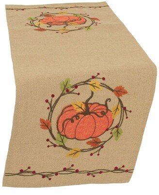 Rustic Pumpkin Wreath Fall Table Runner