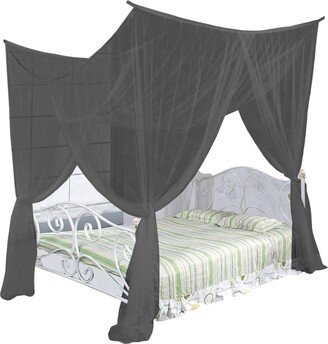 Just Relax Four Corner Post Elegant Mosquito Net Bed Canopy Set, Black, Full-Queen-King - Black