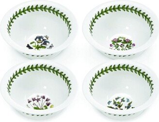 Botanic Garden Porcelain Round Mini Bowls, Set of 4 - Assorted Floral Motifs,4.25 Inch