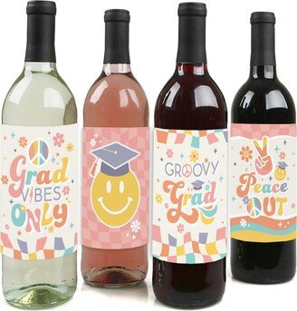 Big Dot Of Happiness Groovy Grad Hippie Party Decorations Wine Bottle Label Stickers Set of 4