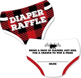 Big Dot of Happiness Lumberjack - Channel the Flannel - Diaper Shaped Raffle Ticket Inserts - Buffalo Plaid Baby Shower Diaper Raffle Game - Set of 24