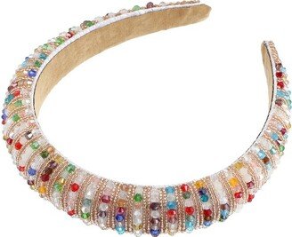 Unique Bargains Crystal Headband Rhinestone Hairband for Women Multicolour 1.2 Inch Wide 1Pcs