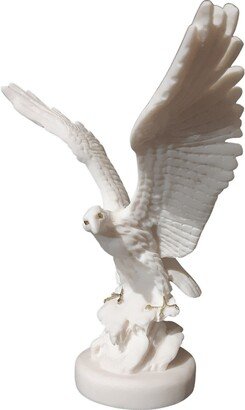 Eagle Statue Alabaster With Gold Details 24cm