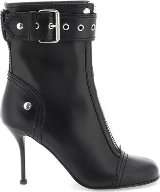 leather ankle boots with buckle