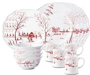 Country Estate Winter Frolic Ruby 16 Piece Dinnerware Set, Service for 4