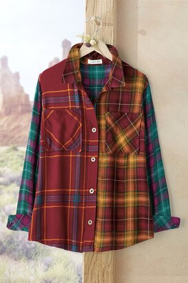 Women's Plaid Poetry Shirt - Garnet Multi - PS - Petite Size