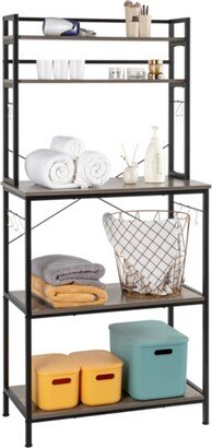 5-Tier Kitchen Bakers Rack with 10 S-Shaped Hooks, Industrial Microwave Oven Stand, Cart Storage Shelf Organizer